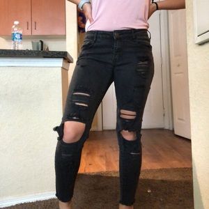 Ripped skinny 7/8 length jeans